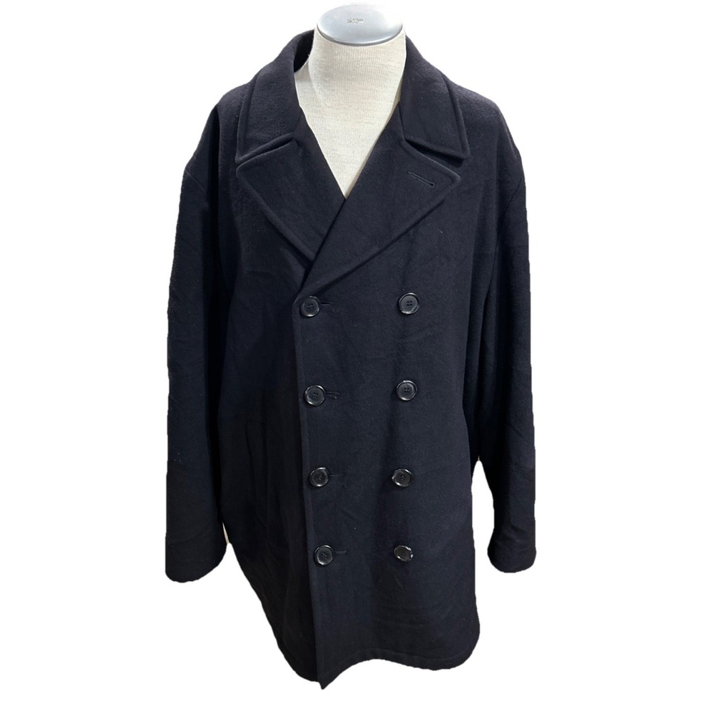 Brooks Sport Wool Mens Coat Vintage XL Black Double Breasted